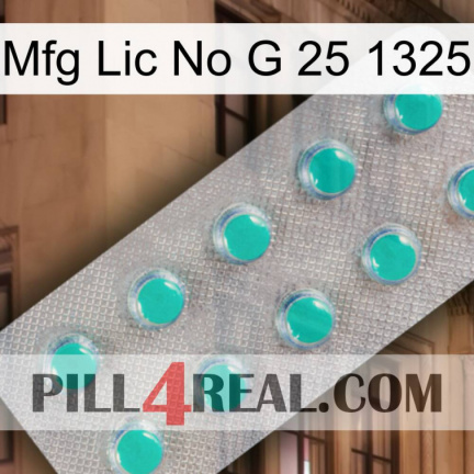 Mfg Lic No G 25 1325 28